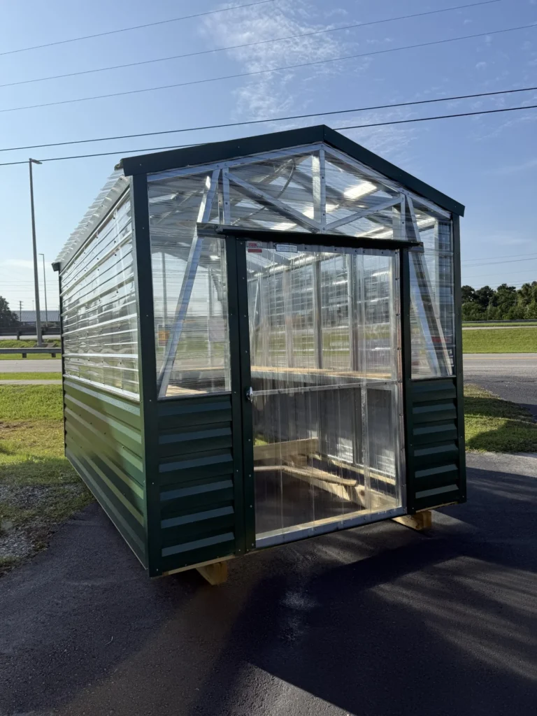 8X12 Greenhouse with siding and trim and a Greenhouse roof