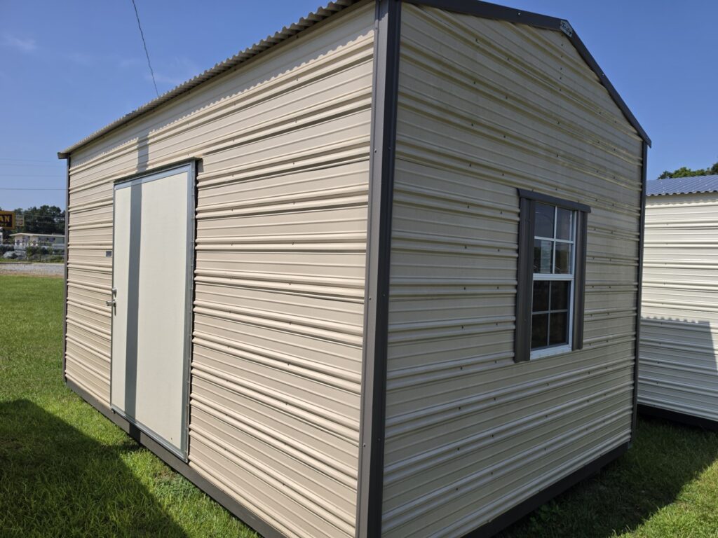 10X16 Workshop with Beige siding and Burnished Slate trim and a Gable roof