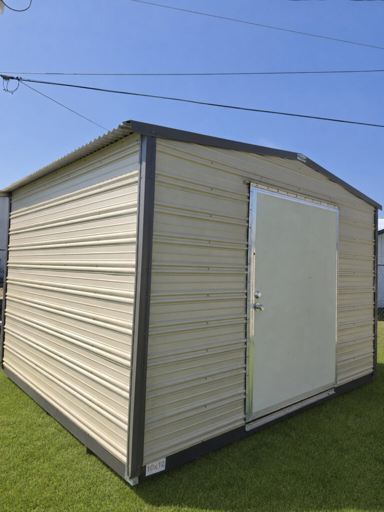 10X12 Workshop with Beige siding and Burnished Slate trim and a Standard roof