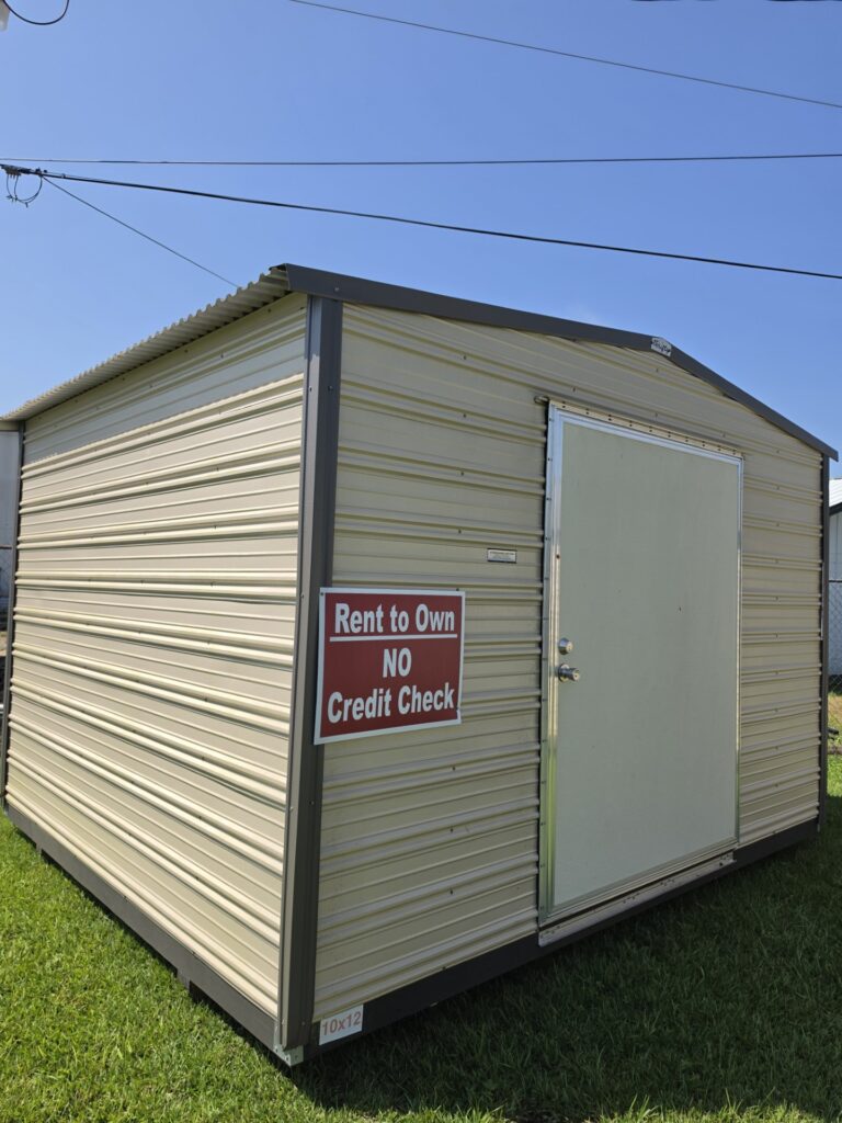 10X12 Workshop with Beige siding and Burnished Slate trim and a Standard roof
