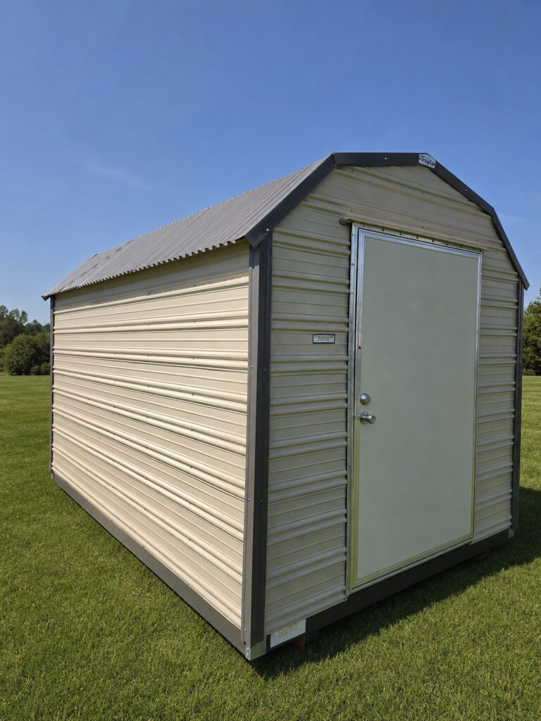 8X12 Shed with Beige siding and Burnished Slate trim and a Barn roof