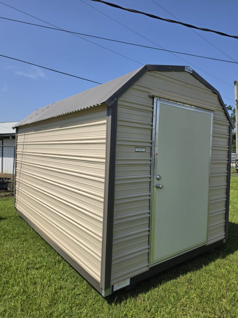 8X12 Shed with Beige siding and Burnished Slate trim and a Barn roof