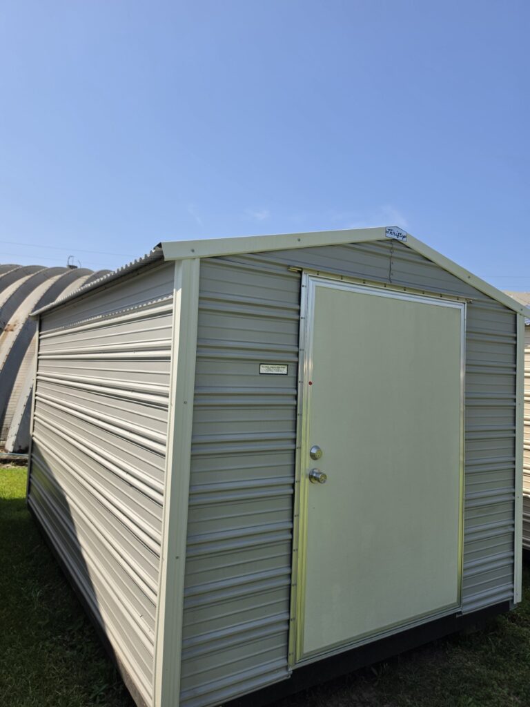 8X12 Shed with Ash Grey siding and Colonial White trim and a Gable roof