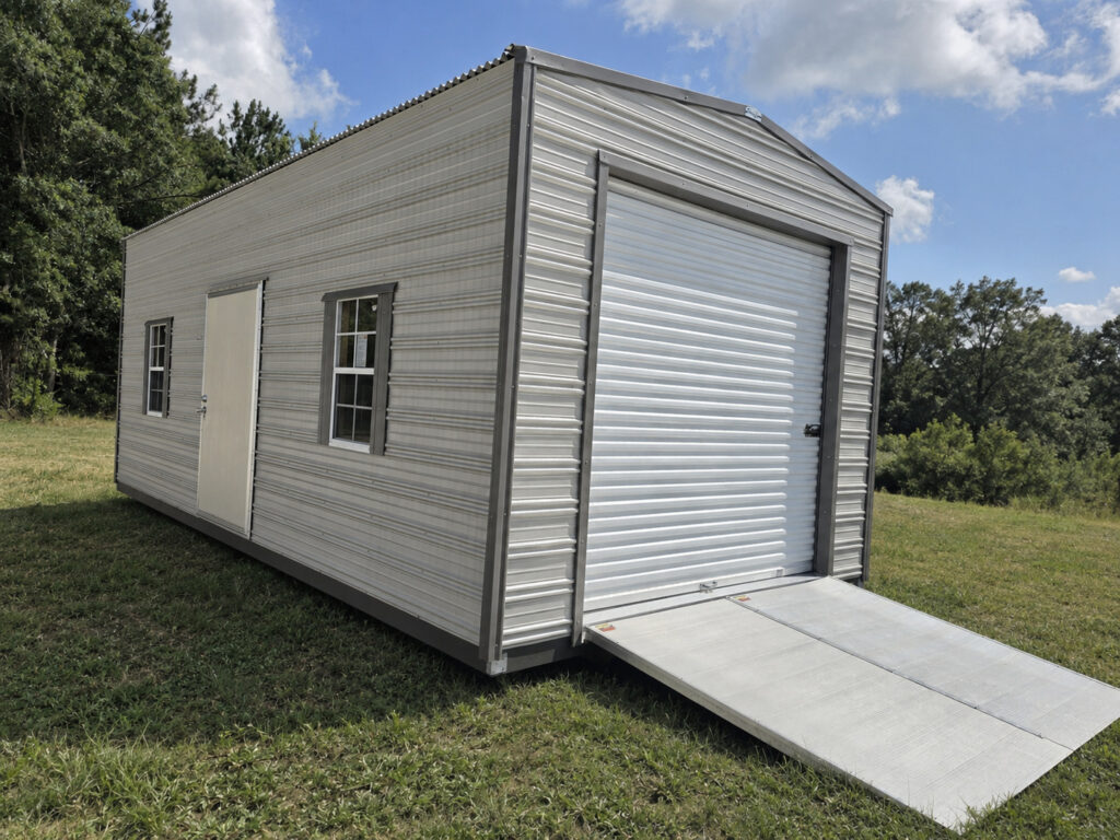 12X24 Shed with Ash Grey siding and Burnished Slate trim and a Gable roof