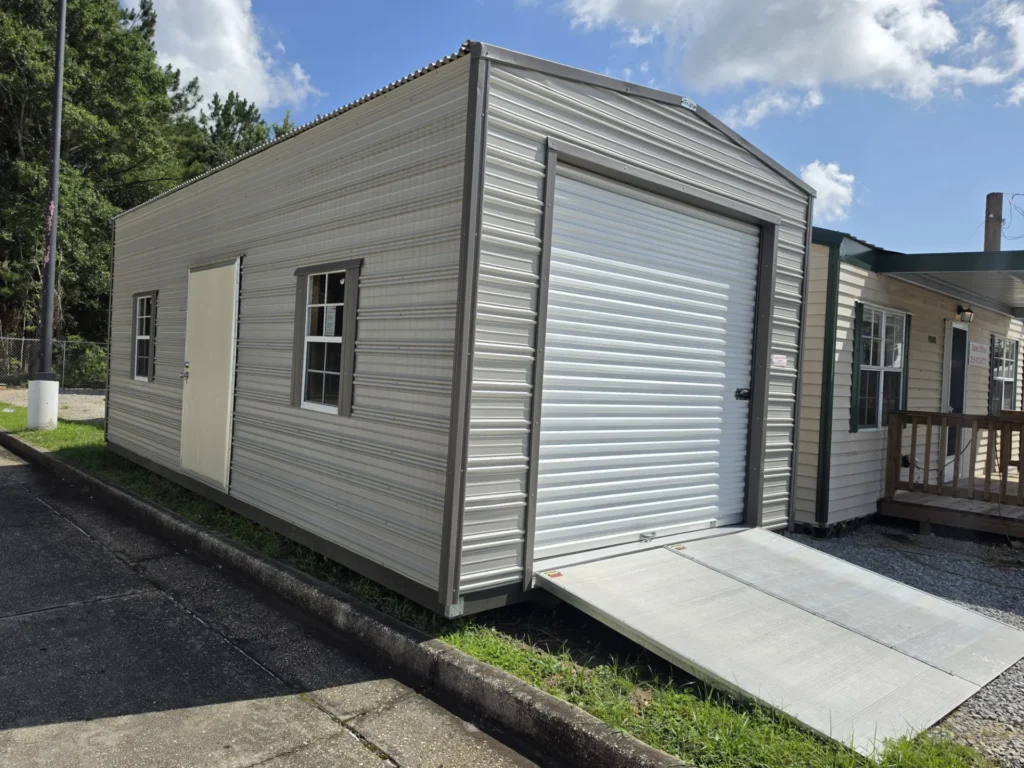 12X24 Shed with Ash Grey siding and Burnished Slate trim and a Gable roof