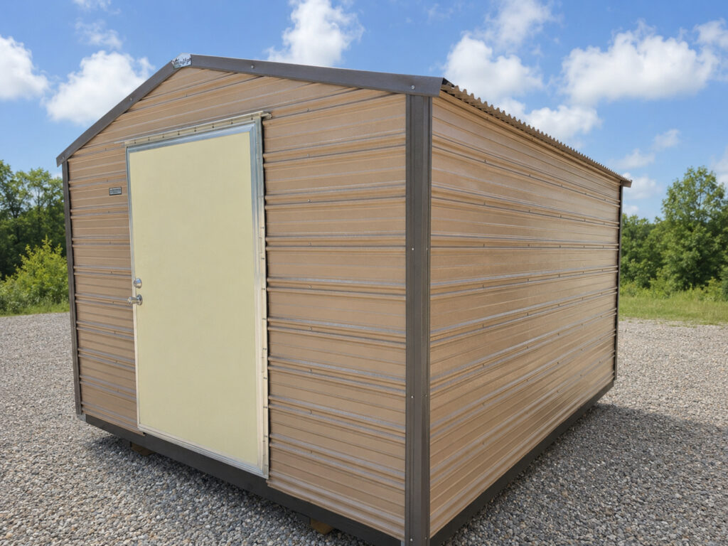 10X12 Shed with Oak siding and Burnished Slate trim and a Gable roof