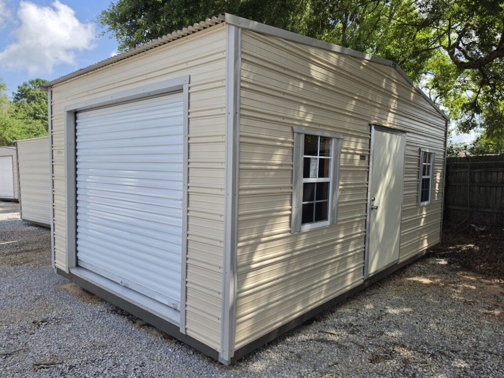 12X20 Shed with Beige siding and Ash Grey trim and a Standard roof