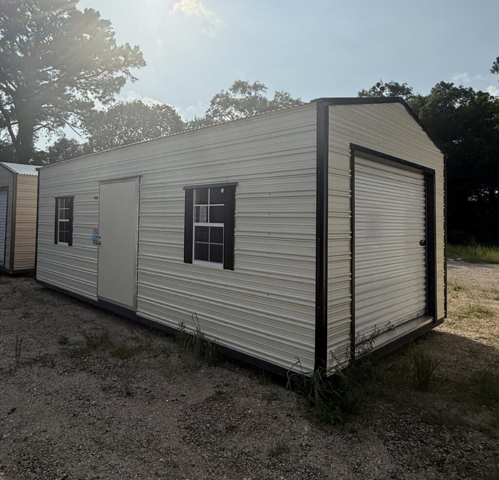 12X24 Shed with Colonial White siding and Black trim and a Gable roof