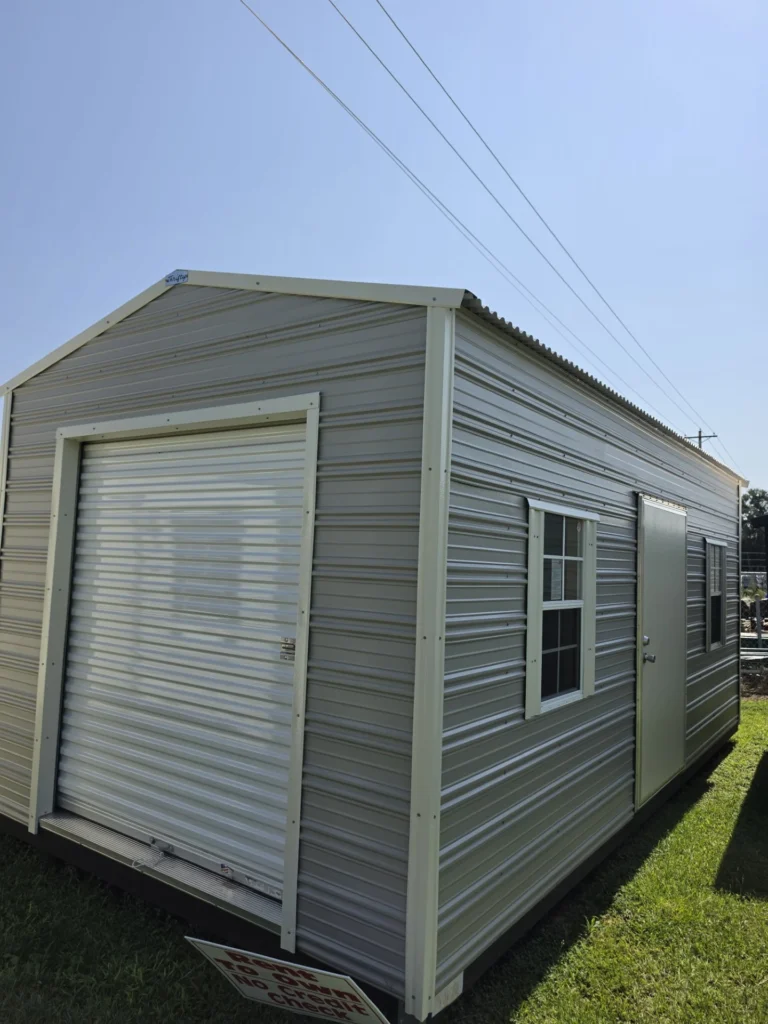 10X20 Shed with Ash Grey siding and Colonial White trim and a Gable roof