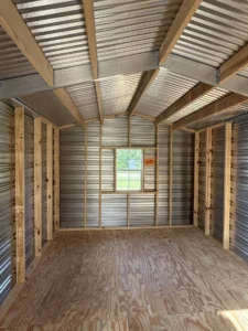10X16 Shed with Beige siding and Black trim and a Gable roof