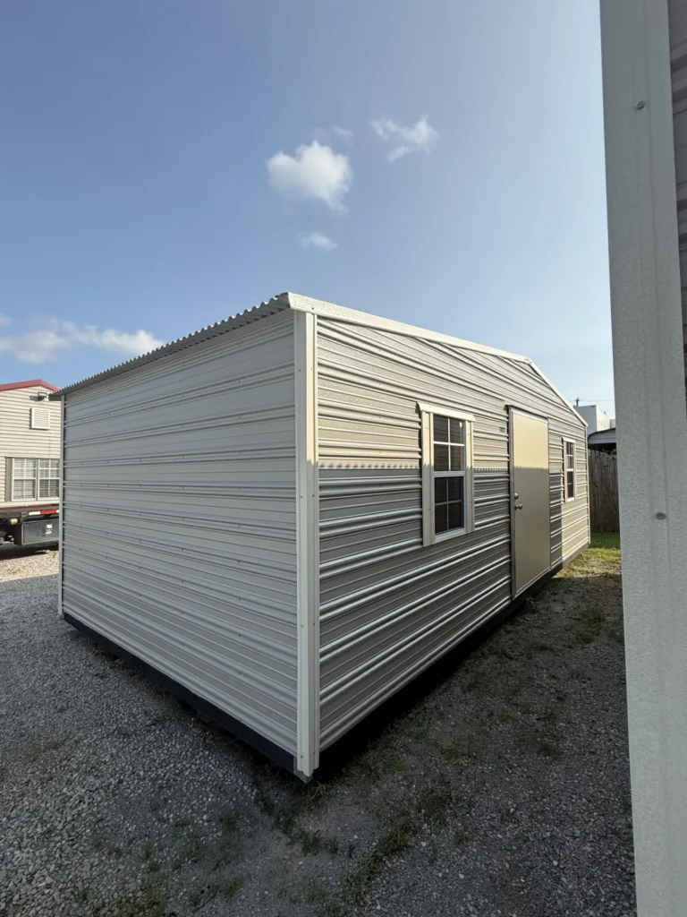 12X24 Shed with Ash Grey siding and Colonial White trim and a Standard roof