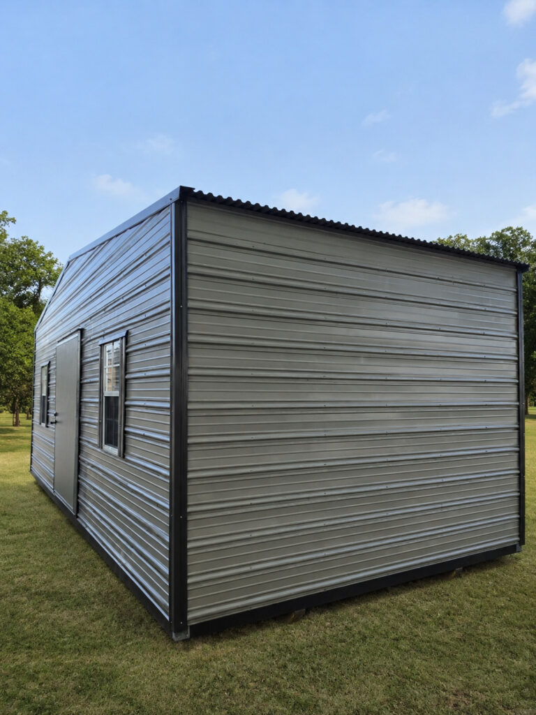 12X24 Shed with Ash Grey siding and Burnished Slate trim and a Standard roof