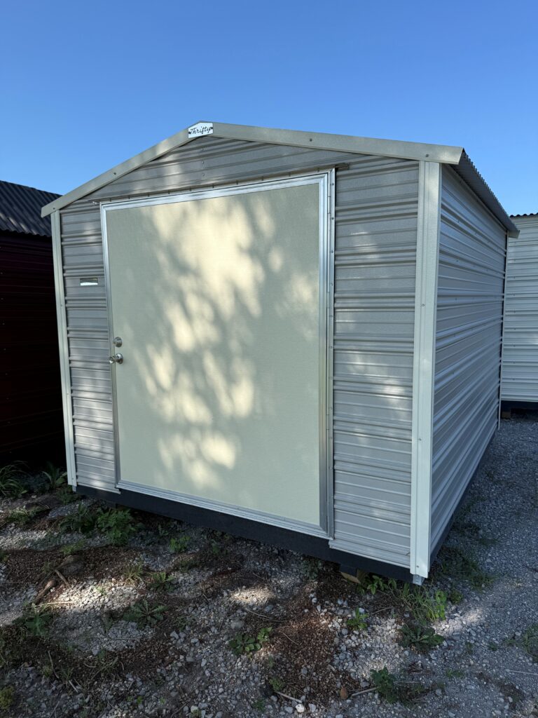 8X10 Shed with Ash Grey siding and Colonial White trim and a GAble roof