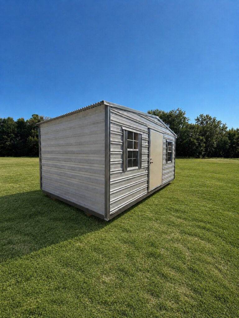 10X16 Shed with Ash Grey siding and Burnished Slate trim and a Standard roof