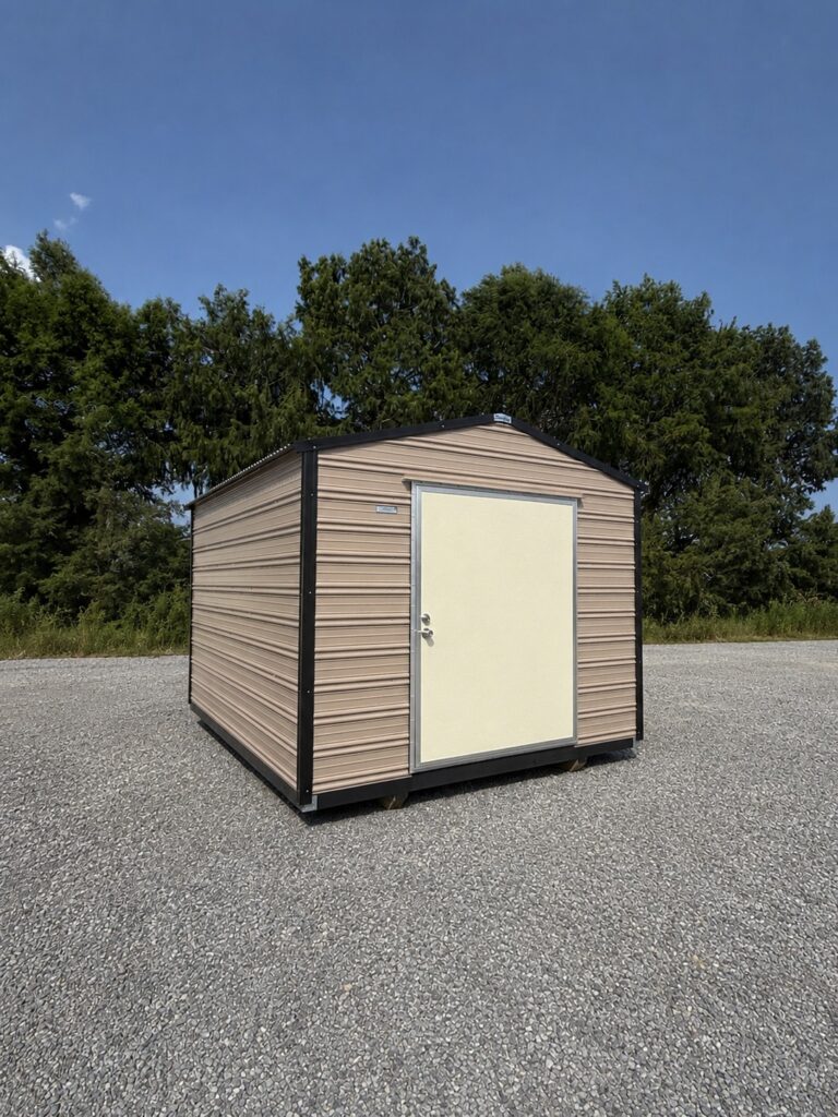 10X12 Shed with Oak siding and Black trim and a Gable roof