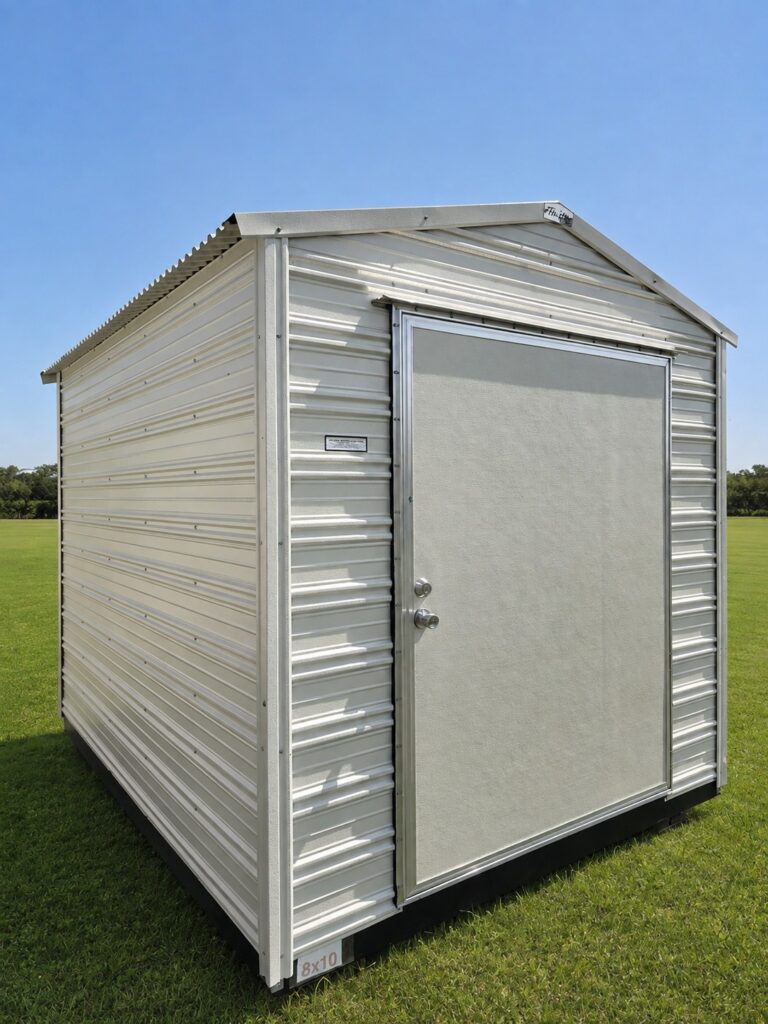 8X10 Shed with Colonial White siding and Colonial White trim and a Gable roof
