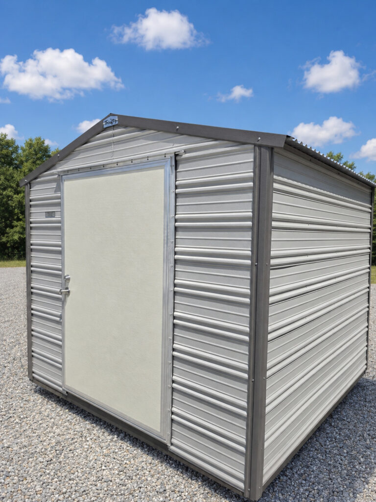 8X8 Shed with Ash Grey siding and Burnished Slate trim and a Gable roof