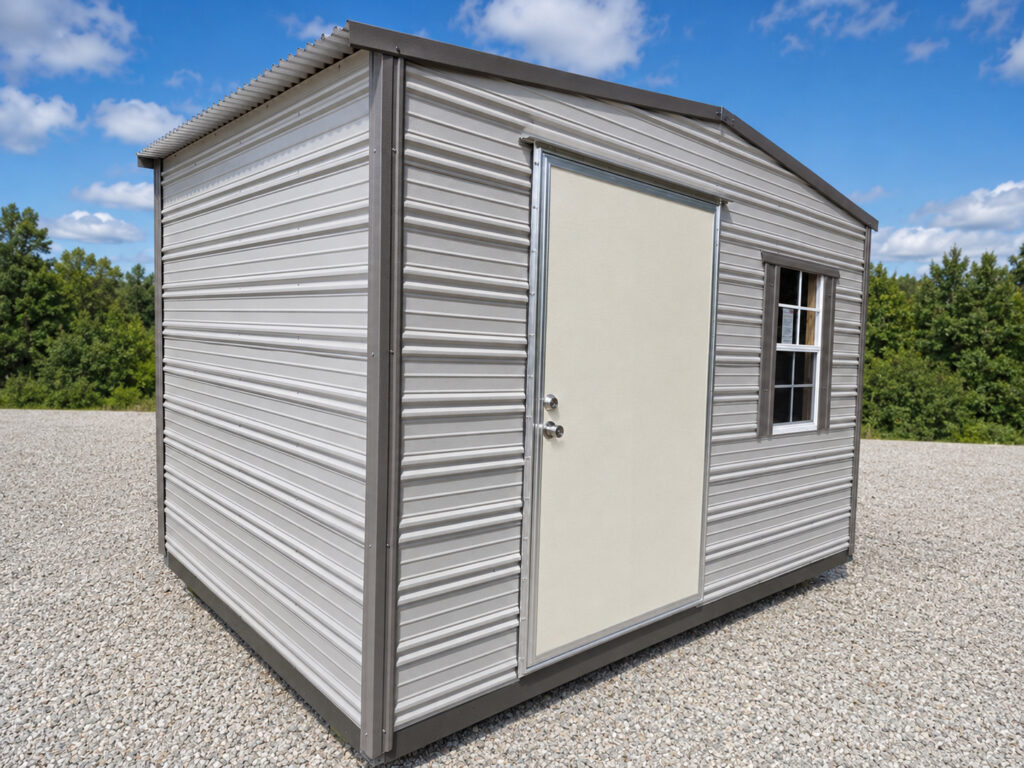 8X12 Shed with Ash Grey siding and Burnished Slate trim and a Standard roof