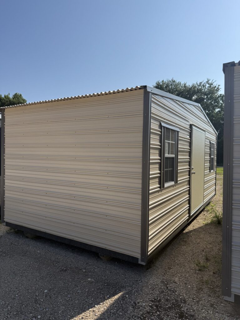 10X20 Shed with Beige siding and Burnished Slate trim and a Standard roof