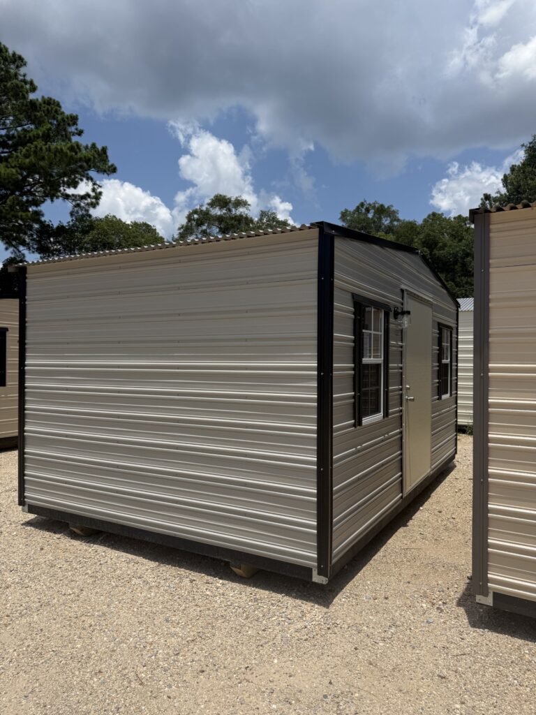 10X16 Workshop with Ash Grey siding and Black trim and a Standard roof