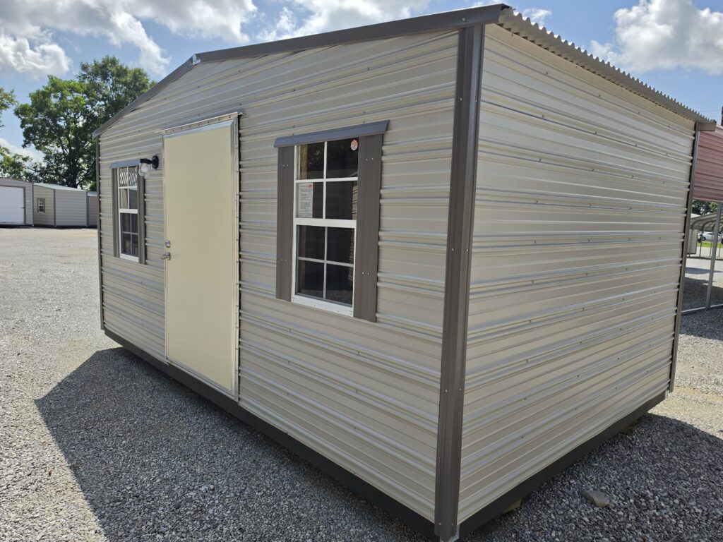 10X16 Workshop with Ash Grey siding and Burnished Slate trim and a Standard roof