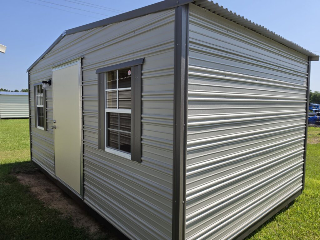 10X16 Workshop with Ash Grey siding and Burnished Slate trim and a Standard roof
