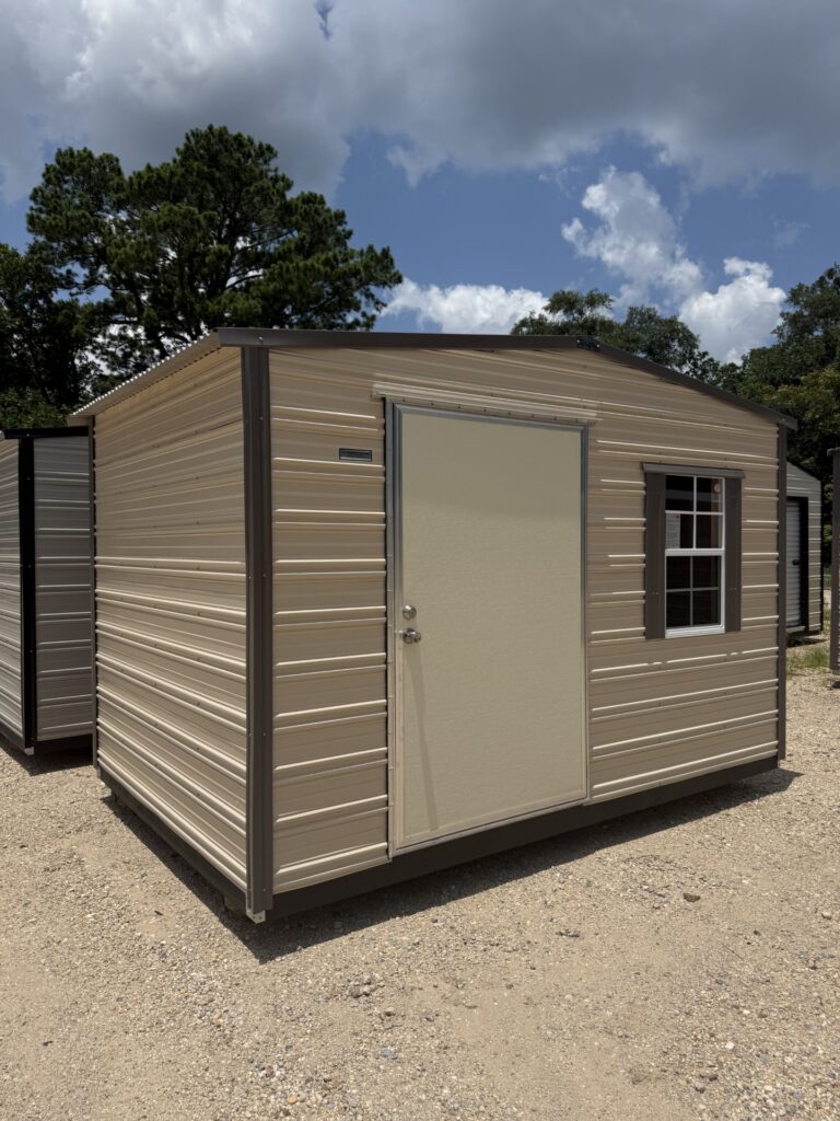 8X12 Shed with Beige siding and Burnished Slate trim and a Standard roof