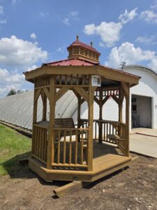 7X9 Gazebo with siding and trim and a roof