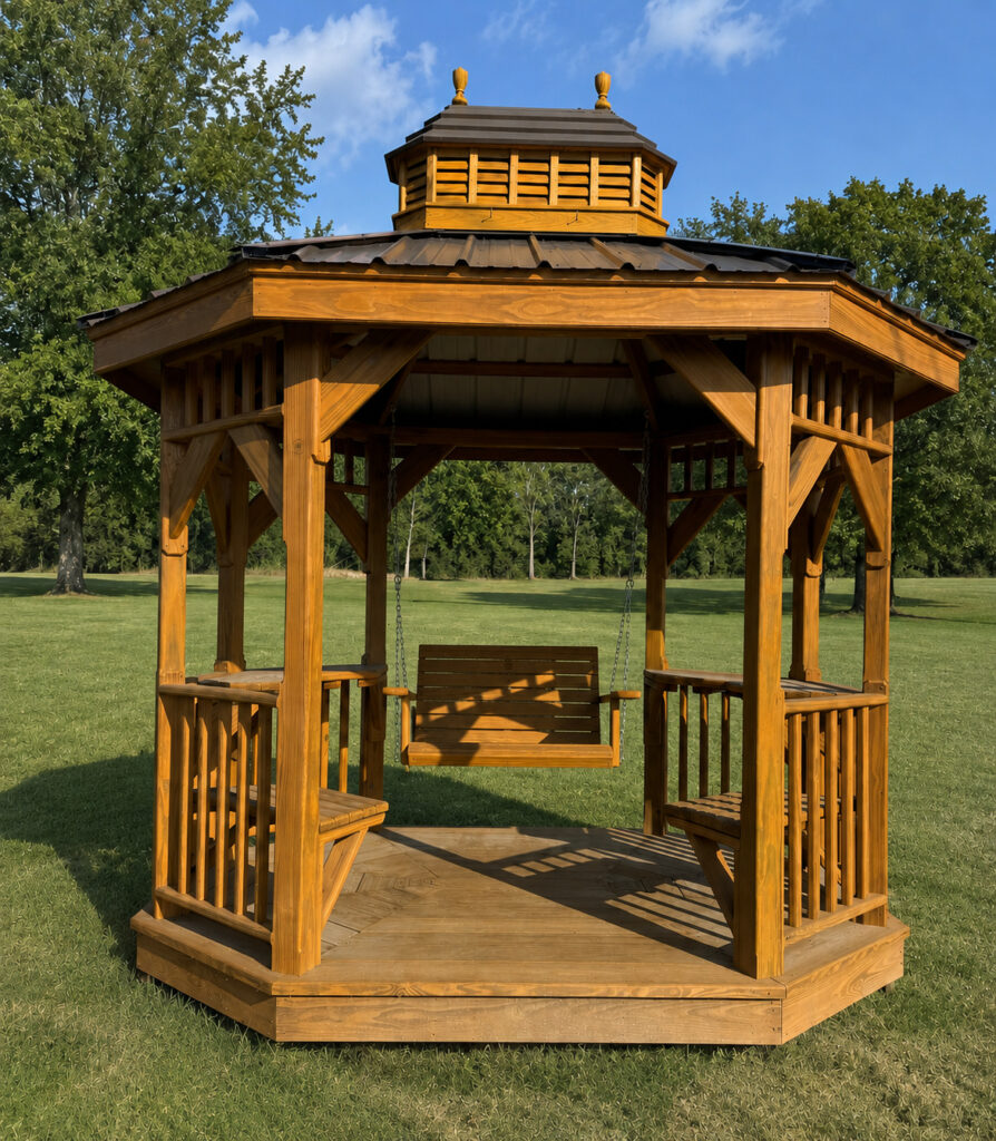 7X9 Gazebo with siding and trim and a roof