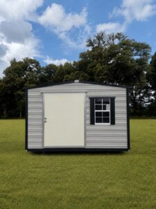 10X12 Shed with Ash Grey siding and Black trim and a Standard roof