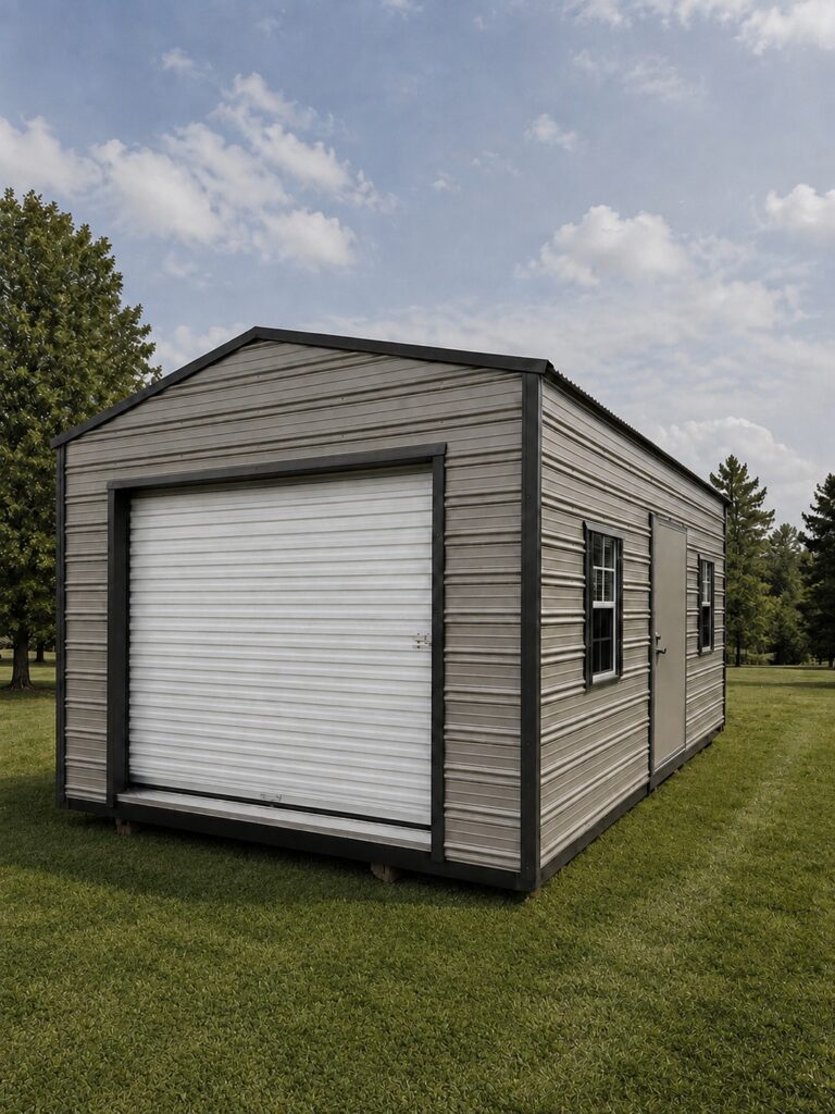 12X20 Shed with Ash Grey siding and Burnished Slate trim and a Gable roof