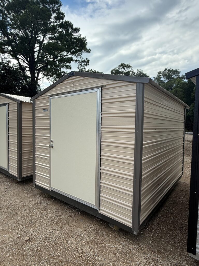 8X10 Shed with BEIGE siding and BURNISHED SLATE trim and a GABLE roof