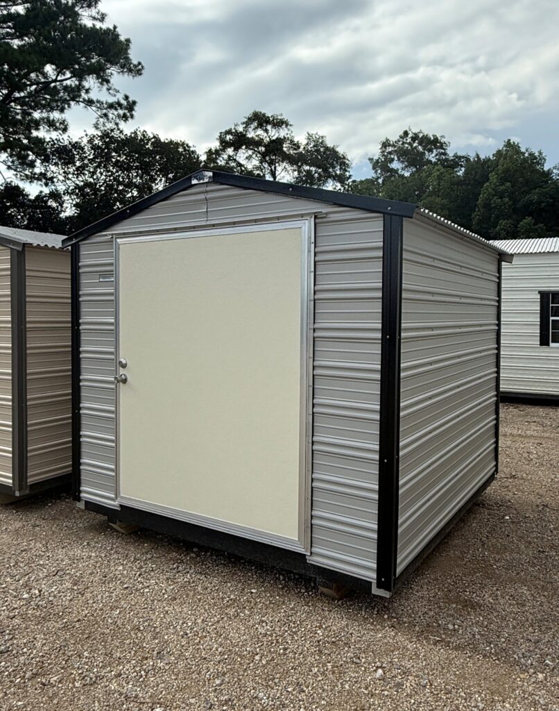 8X8 Shed with ASH GRAY siding and BLACK trim and a GABLE roof