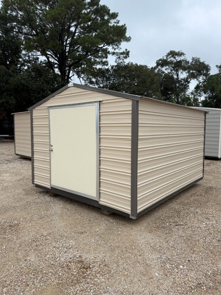 10X12 Shed with BEIGE siding and BURNISHED SLATE trim and a GABLE roof
